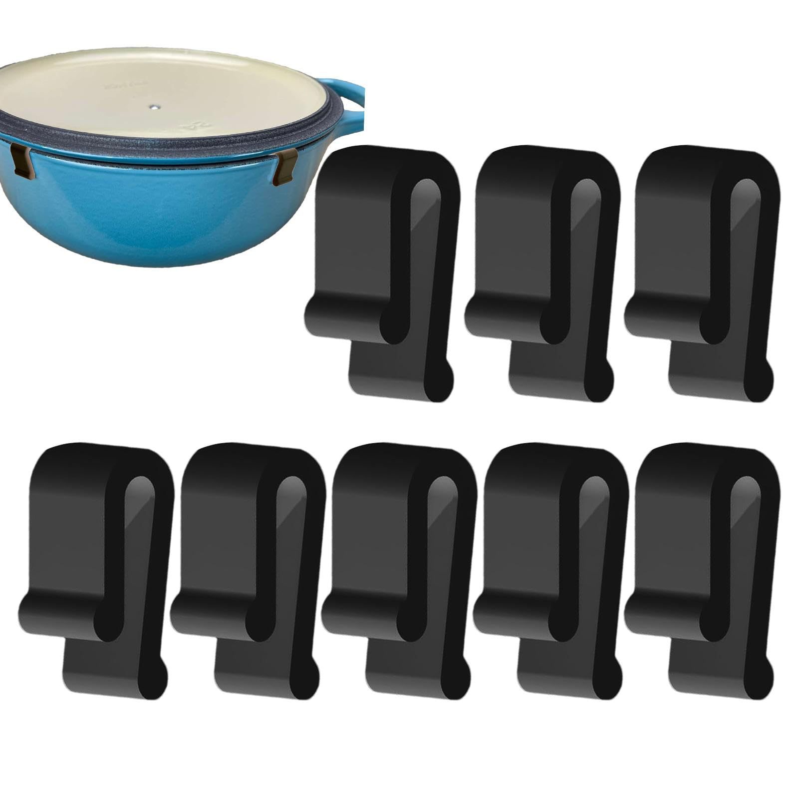 Cast Iron Tetsubin - シリコン製ダッチオーブンプロテクタークリップ 食品グレード調理器具蓋ホルダー スタッキングガード キッチン収納クリップ 鋳鉄鍋用