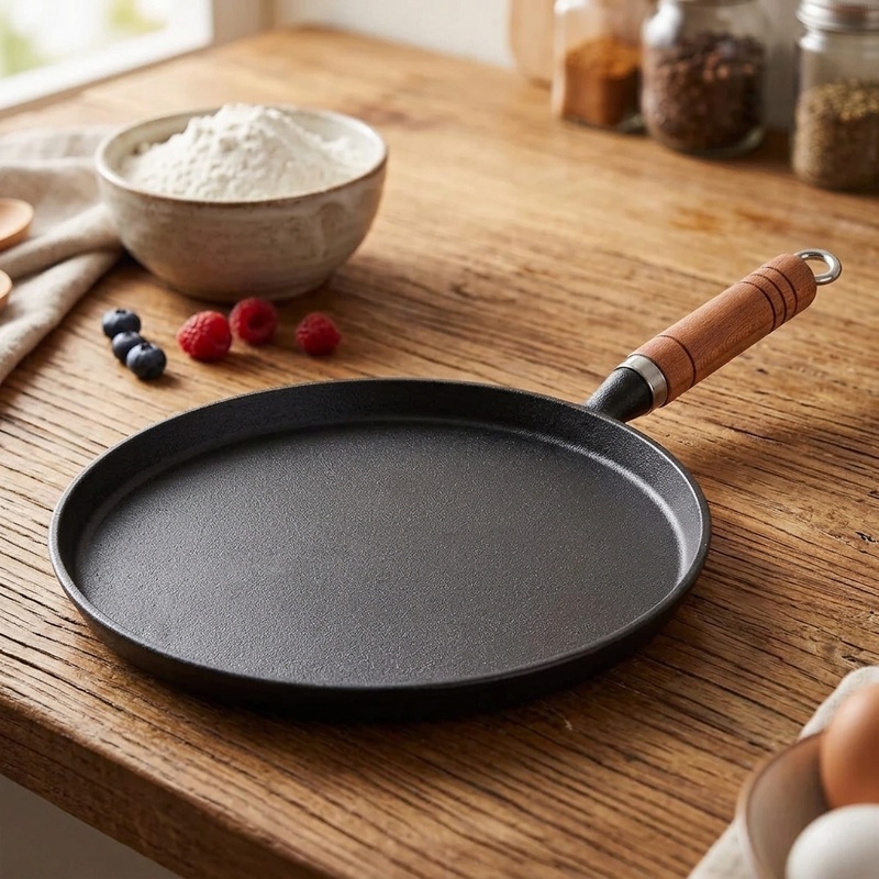 Cast Iron Tetsubin - 20/23/26cm 鋳鉄製フライパン 未コーティング ノンスティック エッグパンケーキパン クレープメーカー