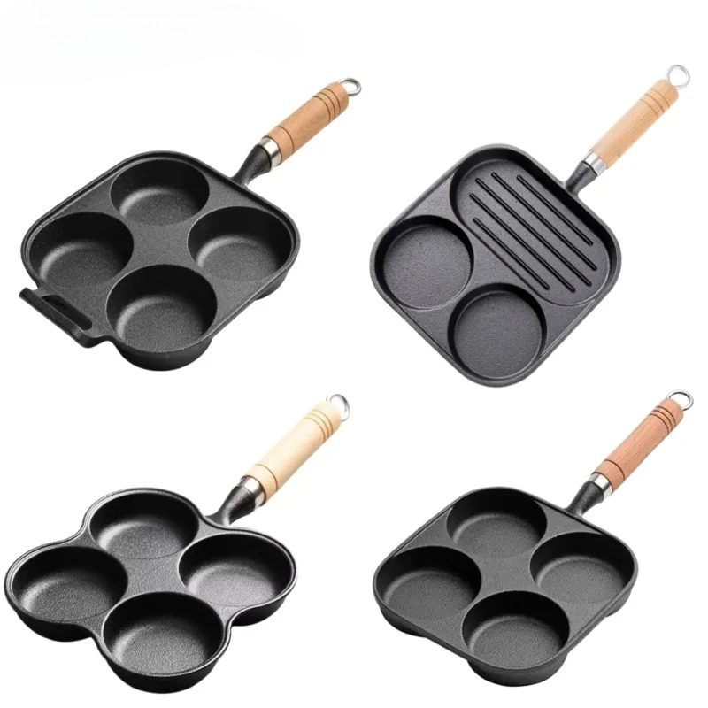 JUSTINLAU 2/4穴鋳鉄オムレツポット家庭用ノンステ - Cast Iron Tetsubin のレビューと価格